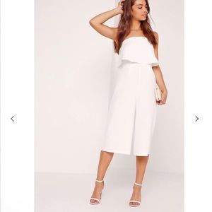 Misguided - Crepe double layer culotte jumpsuit in white